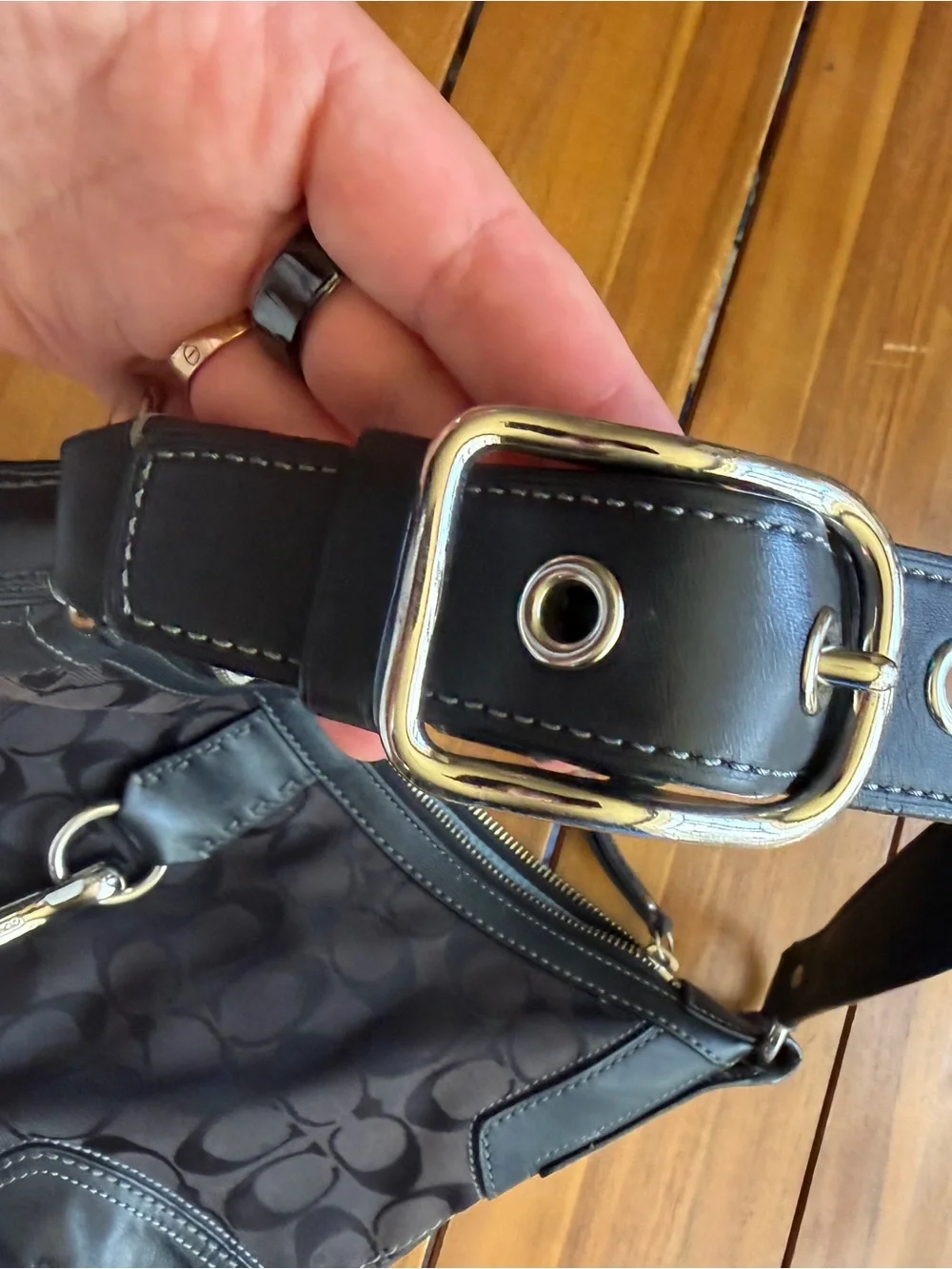 Coach Black Hobo Shoulder Bag Signature Canvas and Leather - Picture 6 of 9